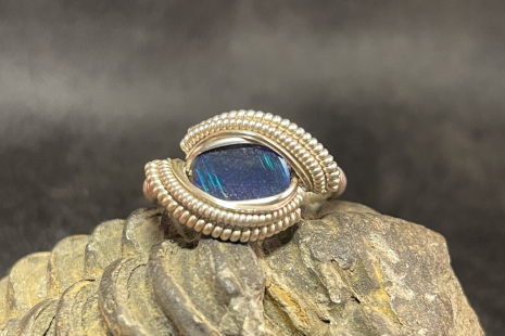 Australian Opal Sterling Silver Ring Size 5.5