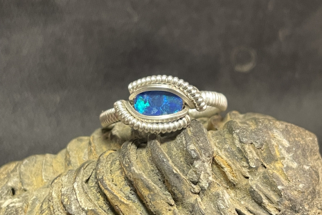 Australian Opal Sterling Silver Ring Size 7.5