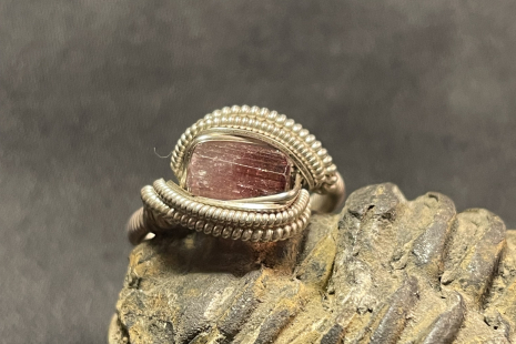 Pink Tourmaline Sterling Silver “mini” style Ring Size 7.5