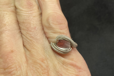 Pink Tourmaline Sterling Silver “mini” style Ring Size 7.5