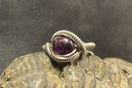 Amethyst Sterling Silver “mini” style Ring Size 5.5