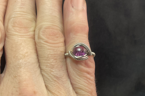 Amethyst Sterling Silver “mini” style Ring Size 5.5