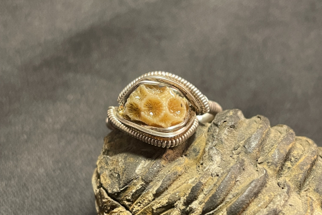 Sea Coral Sterling Silver “mini” Ring Size 7