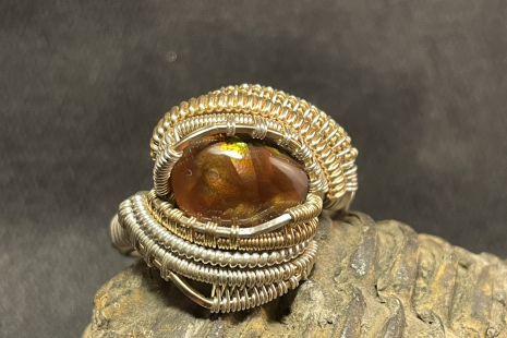 Fire Agate Sterling Silver Ring Size 11.5