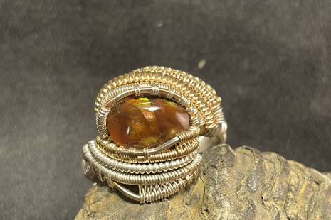 Fire Agate Sterling Silver Ring Size 11.5