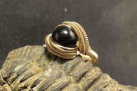 Black Obsidian 14kt Gold “mini” Ring Size 5