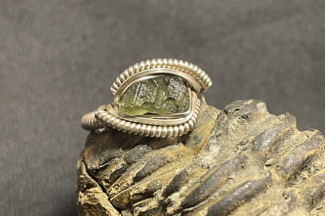 Moldavite Sterling Silver “mini” Ring Size 4.5-5