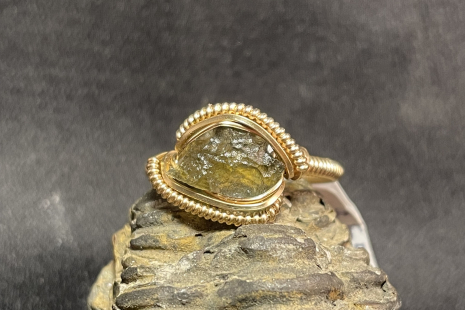 Moldavite 14kt Gold “mini” Ring Size 9.5-9.75