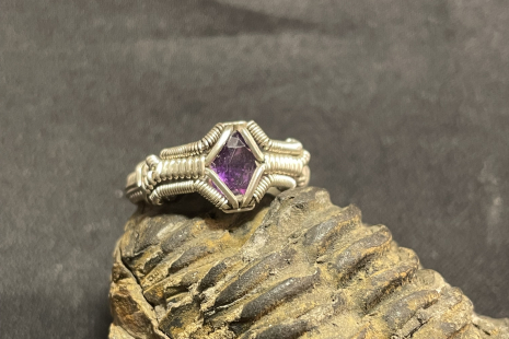 Amethyst Facet Sterling Silver Ring Size 8