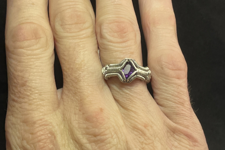 Amethyst Facet Sterling Silver Ring Size 8