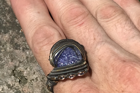Tanzanite"Trinity Series" Oxidized Silver Ring SIZE 11