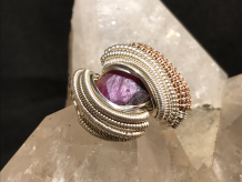 Ruby Sterling Silver Ring w/ Rose Gold Size 6.25