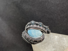 Larimar with Topaz “Trinity Series” Silver Ring Size 7.5-8
