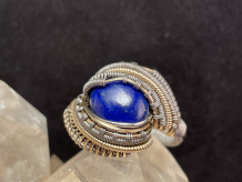Lapis Lazuli Titanium w/ 14kt Gold Ring Size 10