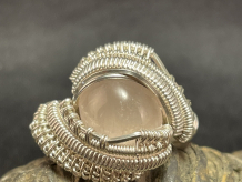 Rose Quartz Sterling Silver Ring Size 8.25-8.5