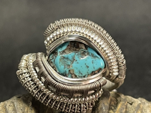 Turquoise Titanium/Silver Ring Size 9.5