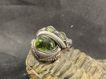 Peridot w/ a Pair Oxidized Sterling Silver Ring Size 11
