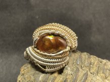 Fire Agate Sterling Silver Ring Size 11.5