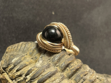 Black Obsidian 14kt Gold “mini” Ring Size 5