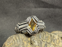 Citrine Symmetrical Sterling Silver Ring Size 7.5-8