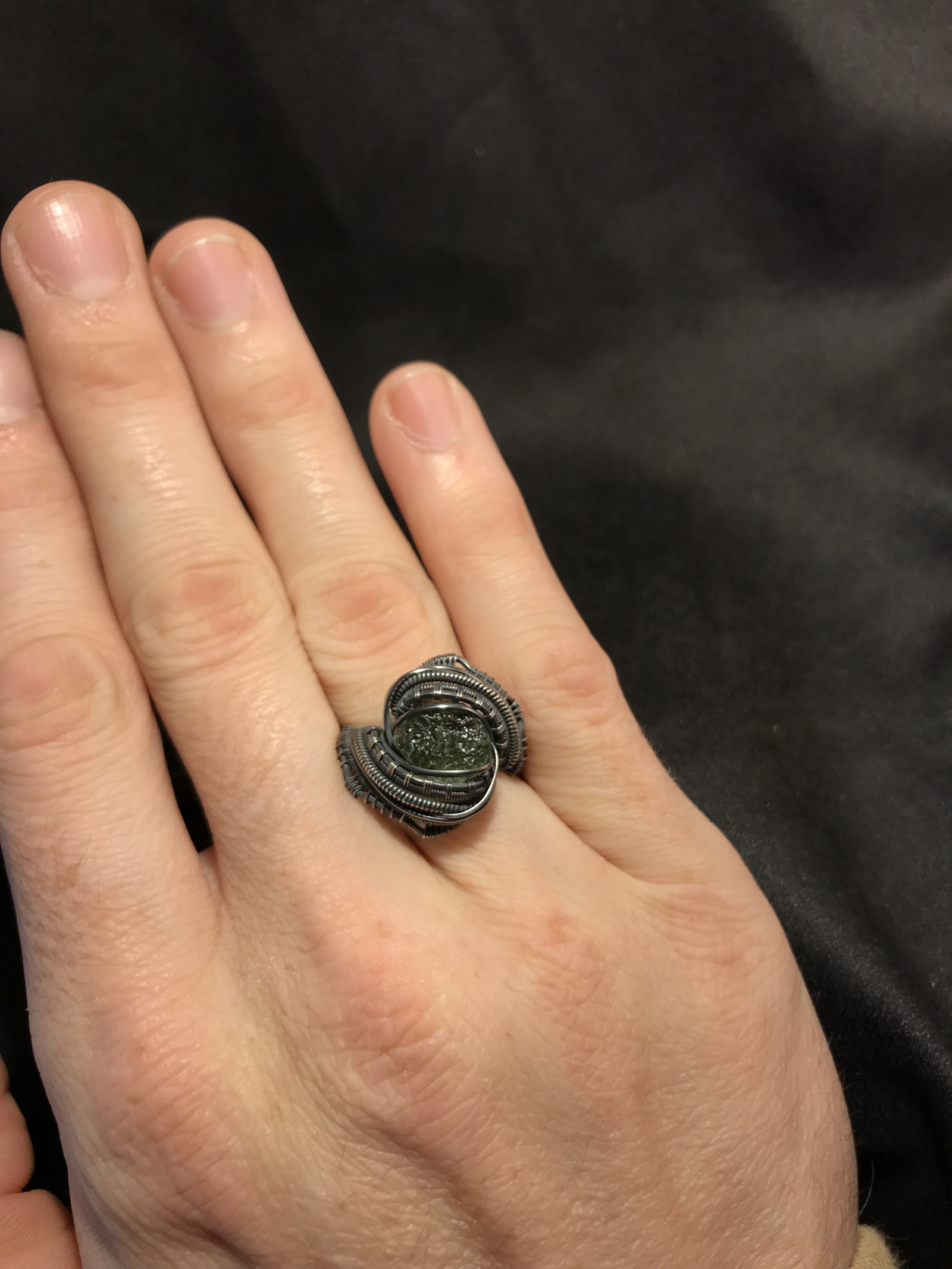 moldavite oxidized silver ring size 9 foo factor designs ring size 9