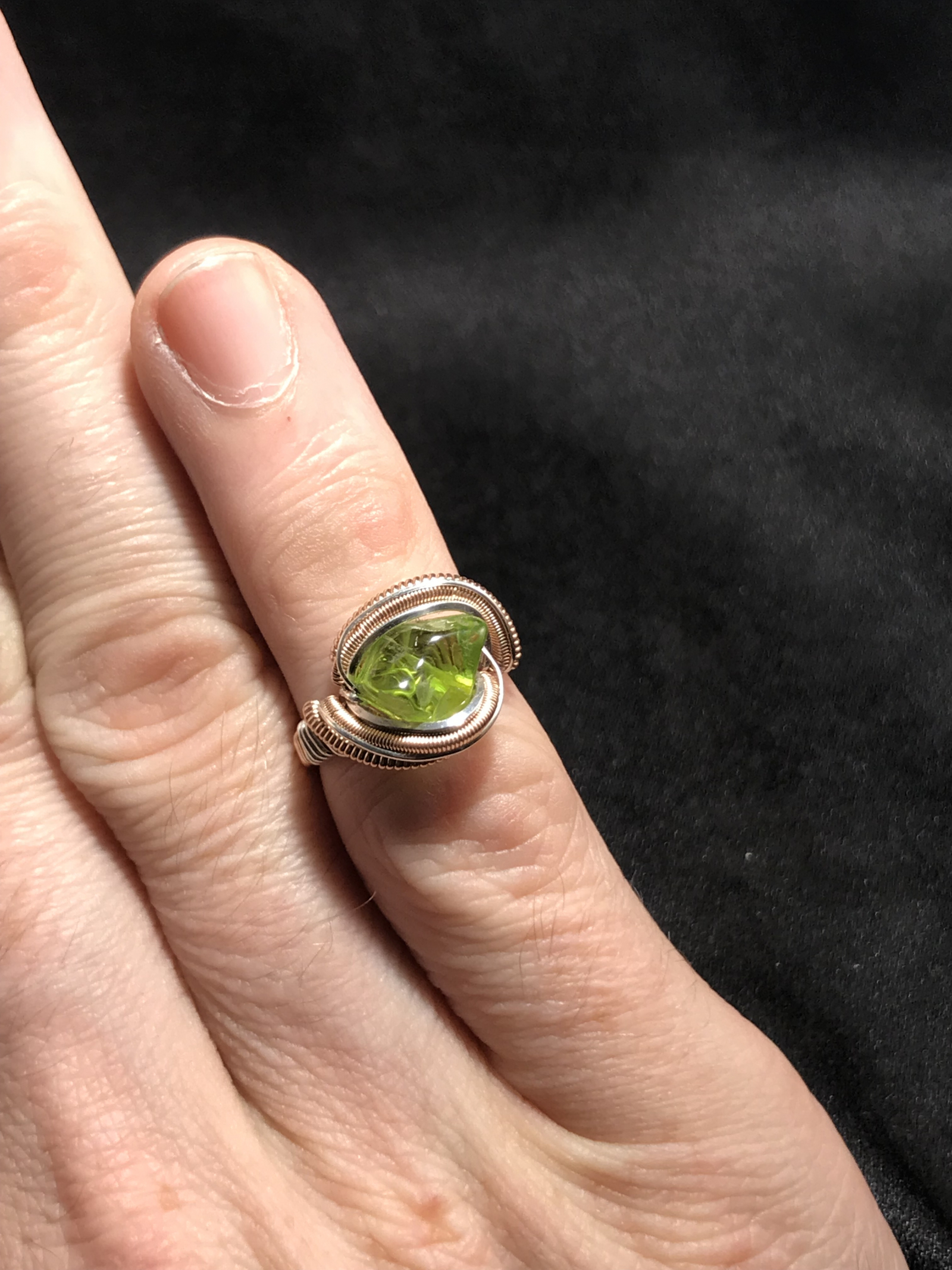peridot rose gold silver ring size 5 foo factor designs size 5 ring