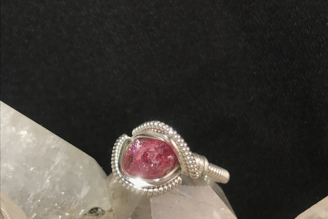 Pink Tourmaline Silver “mini” Ring SIZE 7