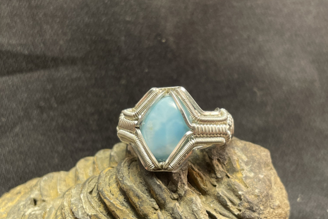 Larimar Sym Silver Ring Size 6