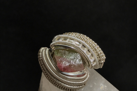 Watermelon Tourmaline Sterling Silver Ring Size 11
