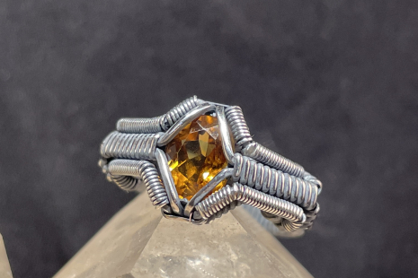Madeira Citrine Silver Ring Size 6.5