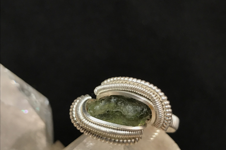 Moldavite Silver “mini” Ring SIZE 5.5