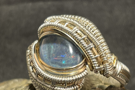 Australian Opal Silver Ring Size 10