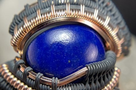 Lapis Lazuli Rose Gold w Silver Ring Size 8
