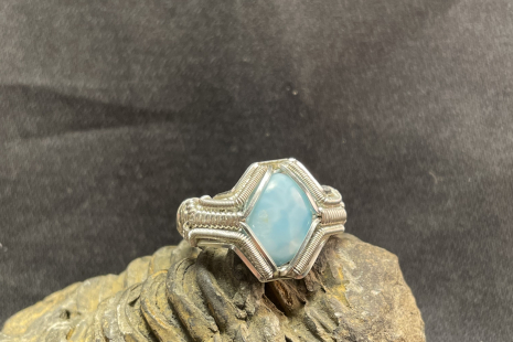 Larimar Sym Silver Ring Size 6