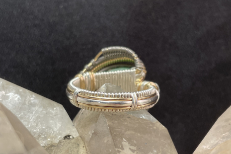 Chrysoprase Sterling Silver & Gold Ring Size 10