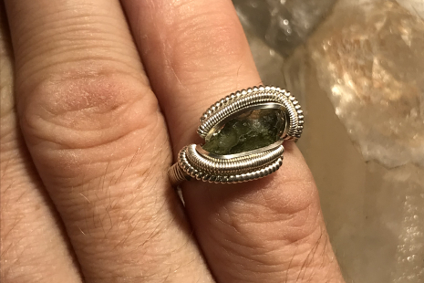 Moldavite Silver “mini” Ring SIZE 5.5