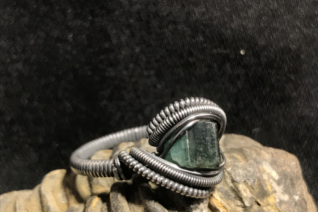 Green Tourmaline Oxidized “mini” Ring SIZE