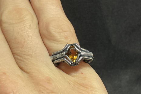 Madeira Citrine Silver Ring Size 6.5