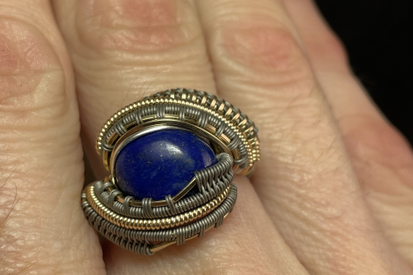 Lapis Lazuli Titanium w/ 14kt Gold Ring Size 10
