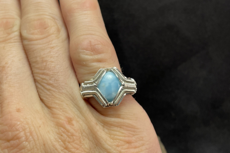 Larimar Sym Silver Ring Size 6