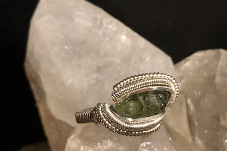 Moldavite Silver “mini” Ring SIZE 5.5