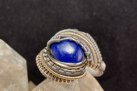 Lapis Lazuli Titanium w/ 14kt Gold Ring Size 10