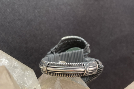 Jade Oxidized Silver Ring Size 11-11.5