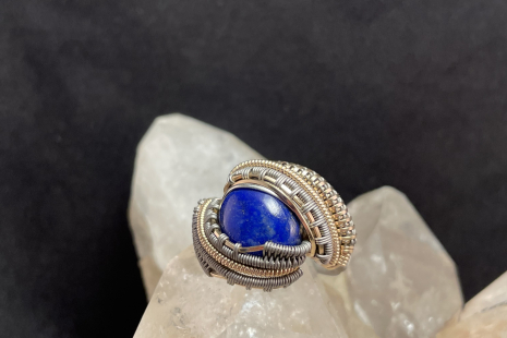 Lapis Lazuli Titanium w/ 14kt Gold Ring Size 10