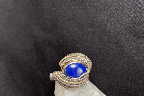 Lapis Lazuli Titanium w/ 14kt Gold Ring Size 10