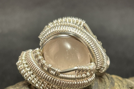 Rose Quartz Sterling Silver Ring Size 8.25-8.5