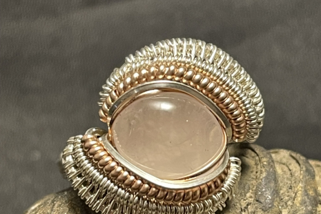 Rose Quartz Sterling Silver Ring Size 6.5