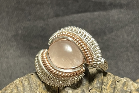 Rose Quartz Sterling Silver Ring Size 6.5