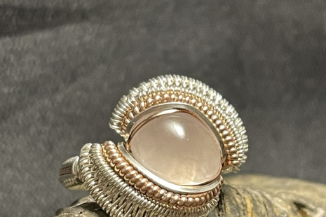 Rose Quartz Sterling Silver Ring Size 6.5