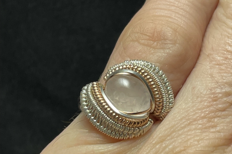 Rose Quartz Sterling Silver Ring Size 6.5